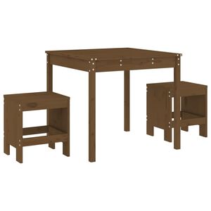 vidaXL Mesa y sillas de jard&iacute;n 3 pzas madera maciza pino marr&oacute;n miel