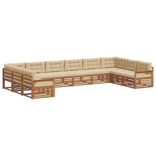 vidaXL Juegos de sof&aacute;s 4 pcs Natural y Beige Madera de Acacia S&oacute;lida