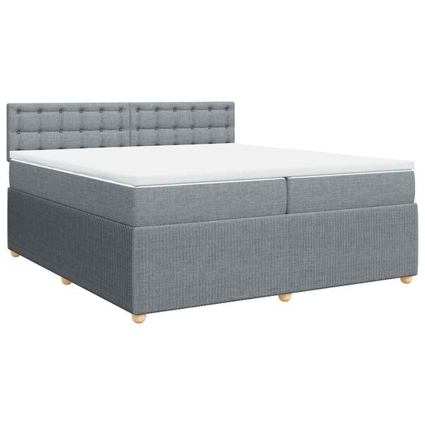 vidaXL Cama box spring con colch&oacute;n tela gris claro 200x200 cm