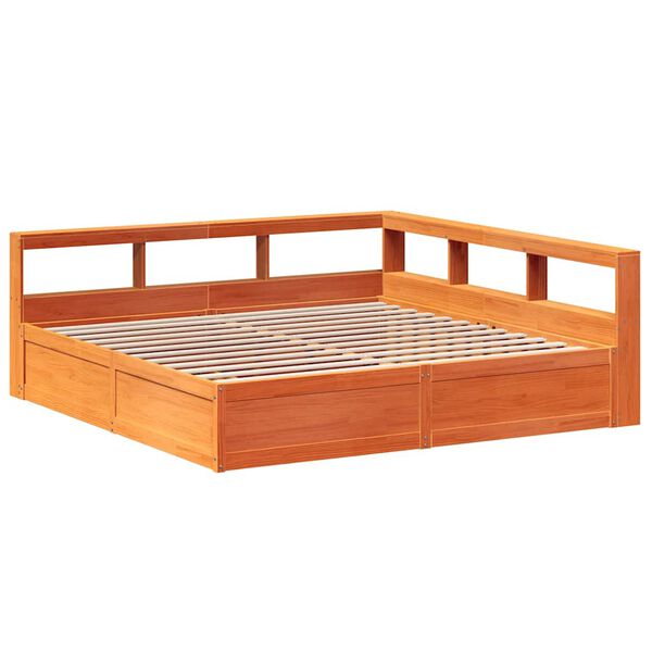 vidaXL Cama con estanter&iacute;a sin colch&oacute;n madera maciza marr&oacute;n 180x200cm