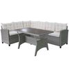 vidaXL Set de muebles de jard&iacute;n 3 pzas y cojines rat&aacute;n sint&eacute;tico gris