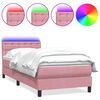 vidaXL Cama box spring con colch&oacute;n y LED terciopelo rosa 80x210 cm