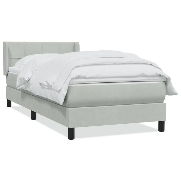 vidaXL Cama box spring con colch&oacute;n terciopelo gris claro 100x210 cm