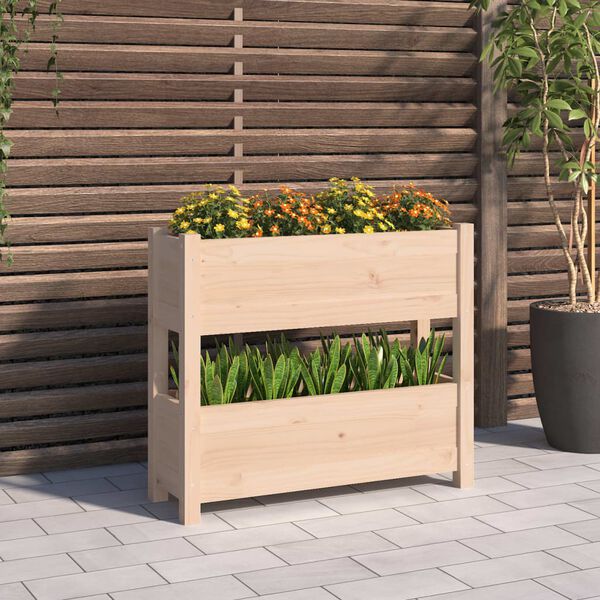 vidaXL Jardinera de madera maciza de pino 77x25x66 cm