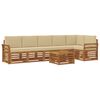vidaXL Conjunto de sof&aacute;s de exterior 7 uds. Natural y Beige Poli&eacute;ster