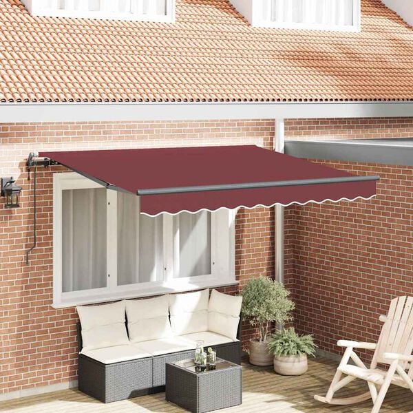 vidaXL Toldo Retr&aacute;ctil Burdeos 350 x 200 cm tela