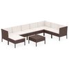 vidaXL Set muebles de jard&iacute;n 9 pzas y cojines rat&aacute;n sint&eacute;tico marr&oacute;n