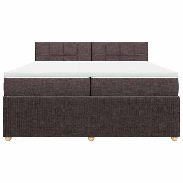 vidaXL Cama box spring con colch&oacute;n tela marr&oacute;n oscuro 200x200 cm