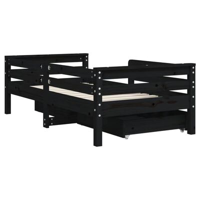 vidaXL Estructura cama infantil y cajones madera pino negro 90x190 cm