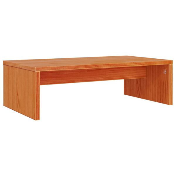 vidaXL Soporte de monitor madera maciza pino marr&oacute;n cera 50x27x15 cm