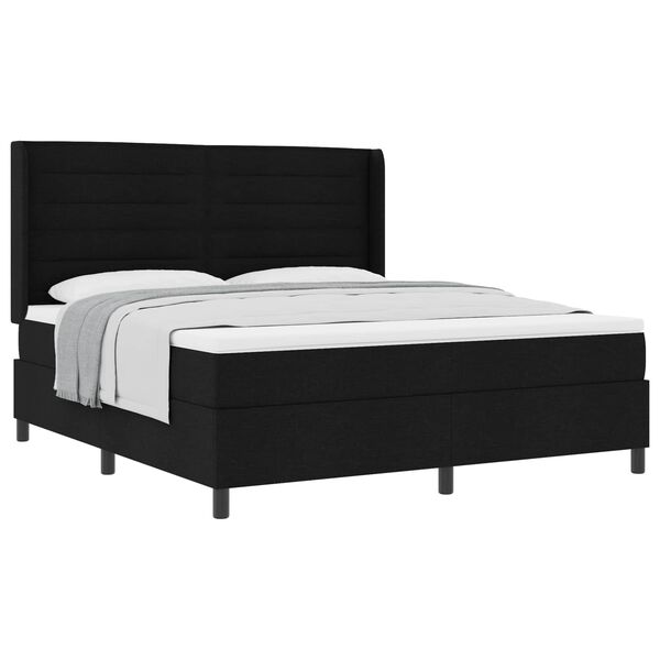 vidaXL Cama tipo Box Spring con colch&oacute;n Negro 180 x 200 cm tela