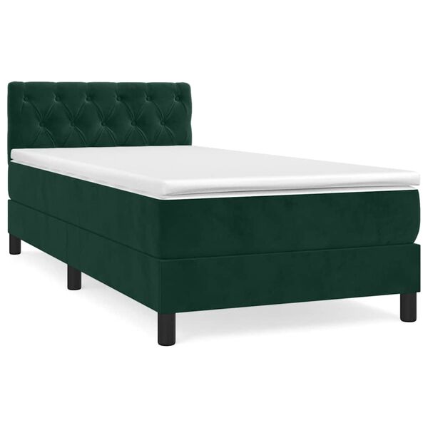 vidaXL Cama box spring con colch&oacute;n terciopelo verde oscuro 80x200 cm