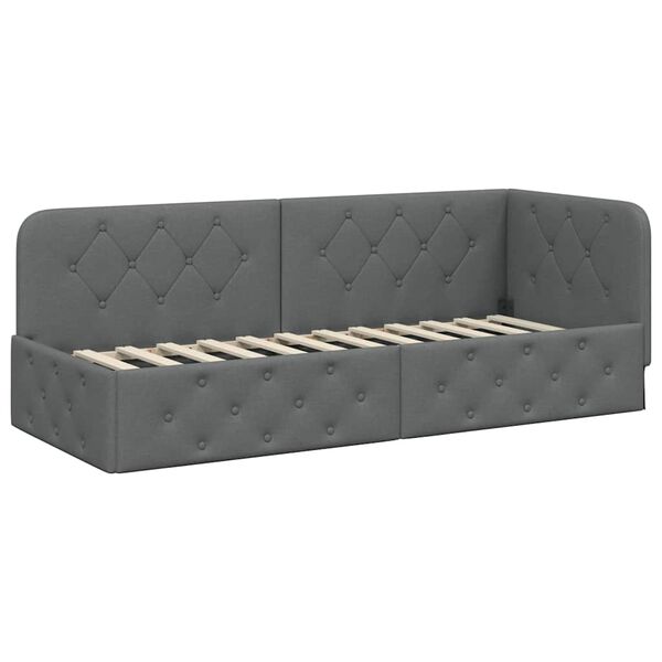 vidaXL Estructura de cama en esquina Gris oscuro 80 x 200 cm tela