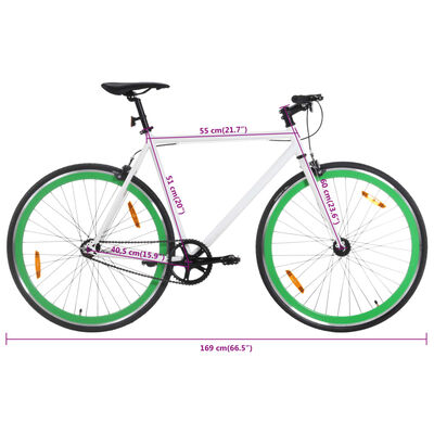 vidaXL Bicicleta de piñón fijo blanco y verde 700c 51 cm