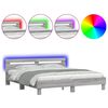 vidaXL Estructura de cama cabecero y luces LED gris Sonoma 180x200 cm