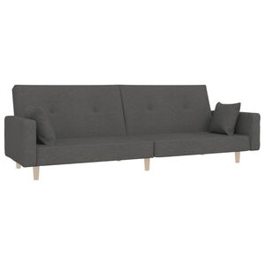 vidaXL Sof&aacute; cama de 2 plazas con dos almohadas tela gris oscuro