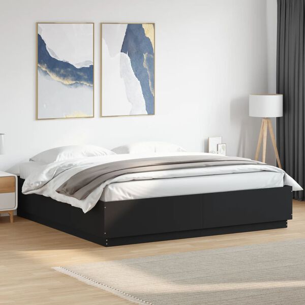 vidaXL Estructura de cama madera de ingeniería negra 200x200 cm