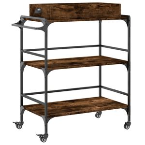 vidaXL Carrito cocina madera ingenier&iacute;a roble ahumado 81,5x41x92,5 cm