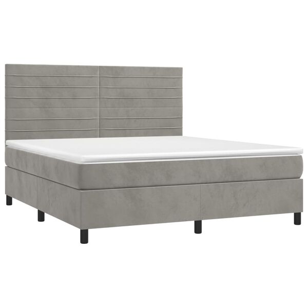 vidaXL Cama box spring con colch&oacute;n terciopelo gris claro 180x200 cm