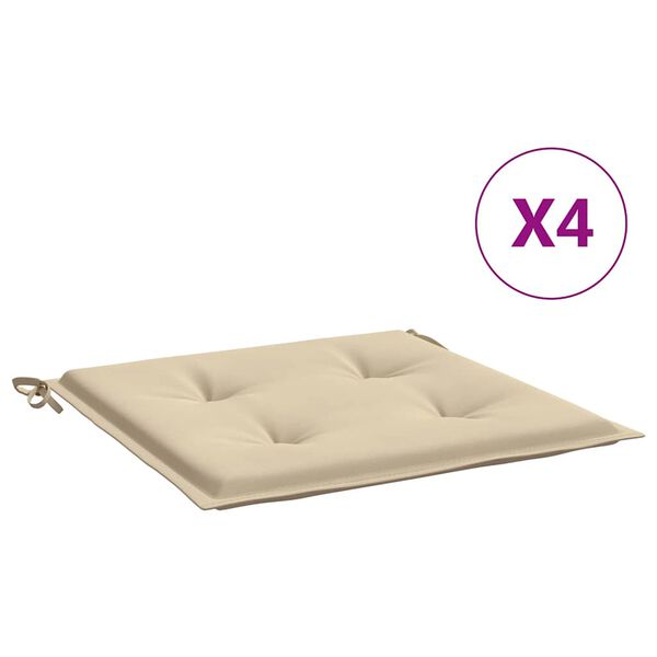 vidaXL Cojines de silla de jardín 4 uds tela beige 40x40x4 cm