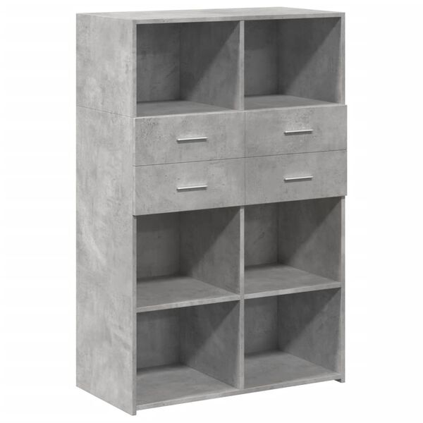 vidaXL Aparador de madera de ingenier&iacute;a gris 80x42,5x124 cm