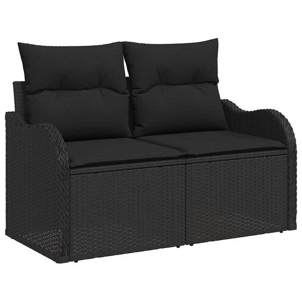 vidaXL Conjunto de sof&aacute;s de jard&iacute;n 9 pcs Negro rat&aacute;n sint&eacute;tico
