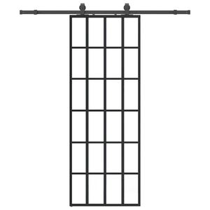 vidaXL Puerta corredera con juego herrajes negro 76x205 cm ESG vidrio