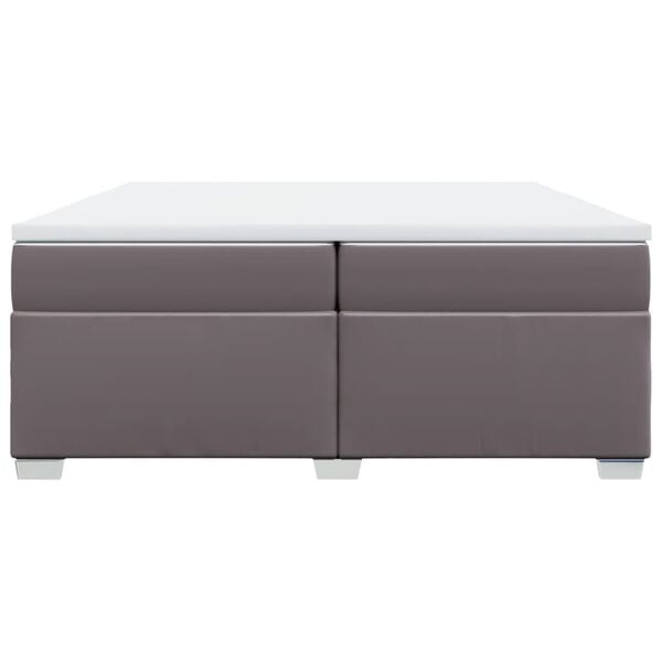 vidaXL Cama box spring con colch&oacute;n cuero sint&eacute;tico gris 200x200 cm