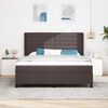 vidaXL Cama Box Spring LED con colch&oacute;n Marr&oacute;n Oscuro 180 x 200 cm tela