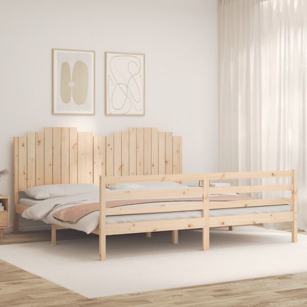 vidaXL Estructura de cama con cabecero madera maciza 200x200 cm