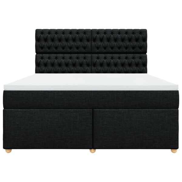 vidaXL Cama box spring con colch&oacute;n tela negro 180x200 cm