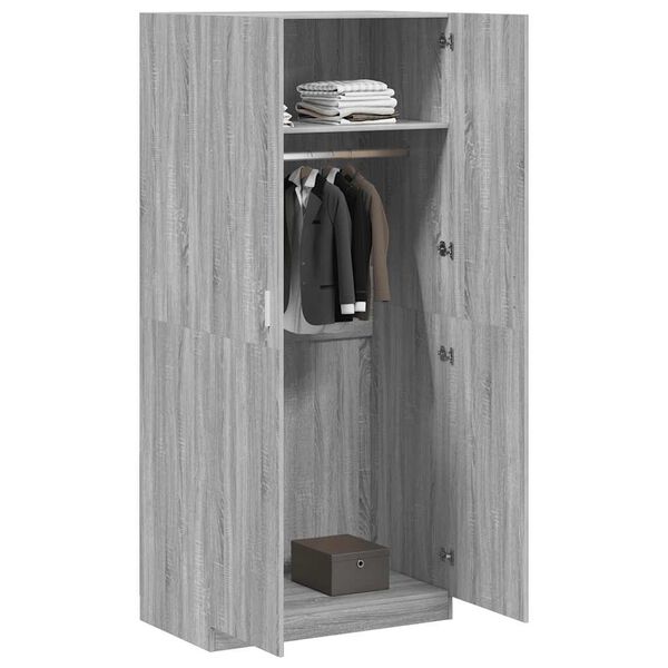 vidaXL Armario madera contrachapada gris Sonoma 90x52x200 cm