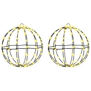 vidaXL Bola con 192 LED 2 pcs c&aacute;lido 30 x 30 x 32 cm Metal