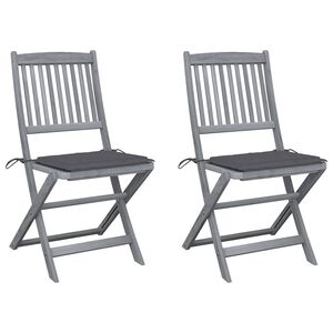 vidaXL Sillas plegables 2 uds cojines madera maciza acacia