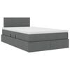 vidaXL Cama con almacenamiento y LED Gris oscuro 120 x 190 cm tela