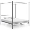 vidaXL Estructura de cama con dosel sin colch&oacute;n metal gris 160x200 cm