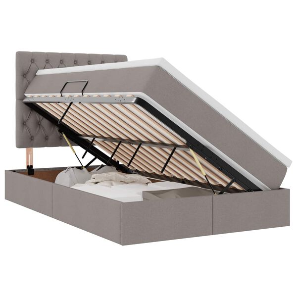 vidaXL Cama con almacenamiento y colch&oacute;n Taup&eacute; 120 x 190 cm tela