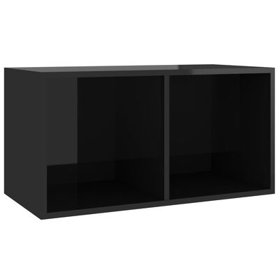 vidaXL Caja para vinilos aglomerado negro brillante 71x34x36 cm