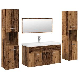 vidaXL Juego de muebles de ba&ntilde;o 5 piezas madera ingenier&iacute;a envejecida