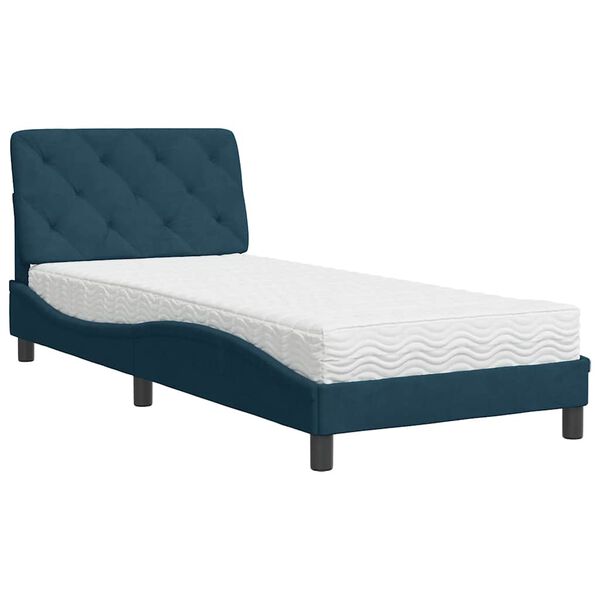 vidaXL Cama con colch&oacute;n terciopelo azul 80x200 cm