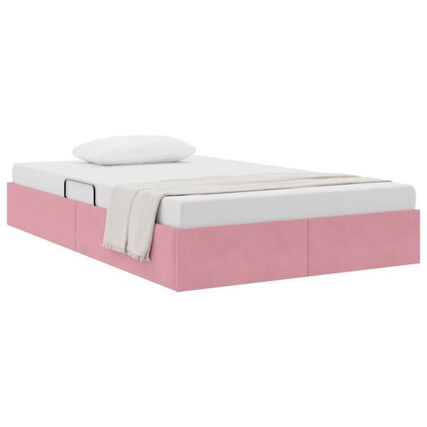 vidaXL Cama con almacenamiento Rosa 120 x 200 cm Terciopelo