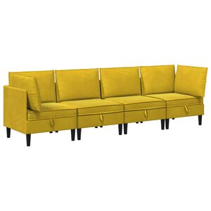 vidaXL Juego de muebles de sal&oacute;n 4 uds. Amarillo Terciopelo