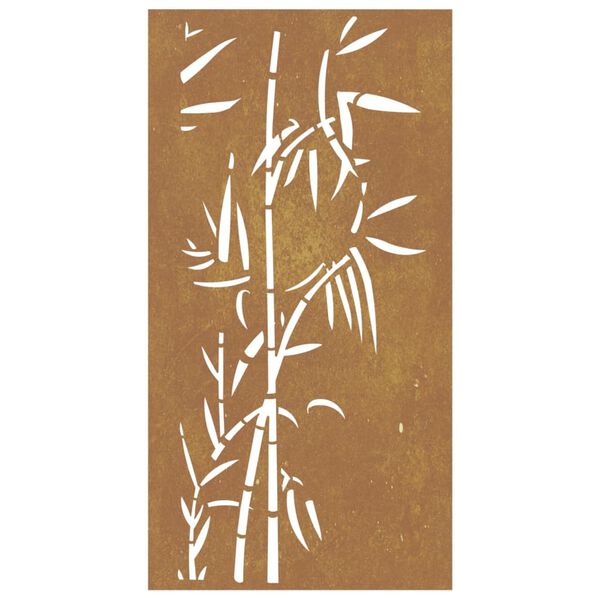 vidaXL Adorno de pared de jardín acero corten diseño bambú 105x55 cm