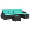 vidaXL Set de sof&aacute;s de jard&iacute;n 6 piezas y cojines rat&aacute;n sint&eacute;tico negro