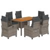 vidaXL Set comedor jard&iacute;n 7 pzas y cojines rat&aacute;n sint&eacute;tico gris