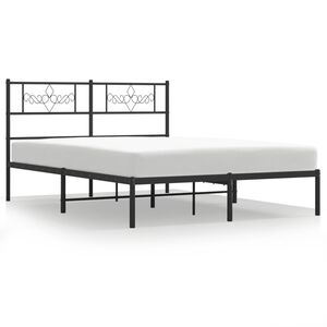 vidaXL Estructura cama sin colch&oacute;n con cabecero metal negro 140x200 cm