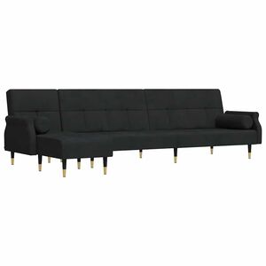 vidaXL Sof&aacute; cama en forma de L terciopelo negro 271x140x70 cm