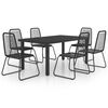 vidaXL Set de comedor de jard&iacute;n de 7 piezas PVC rat&aacute;n negro