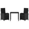 vidaXL Conjunto de Comedor de Jard&iacute;n 3 pcs Negro rat&aacute;n sint&eacute;tico