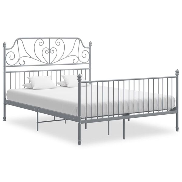 vidaXL Estructura de cama sin colch&oacute;n metal gris 140x200 cm